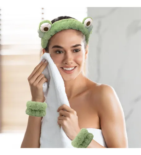 Juego De 3 Piezas De Diadema Y Pulsera De Spa De Rana - Dia.