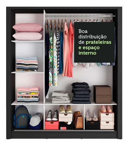 Imagen 5 de 8 de Ropero Madesa Mônaco color negro de mdp con 3 puertas corredizas