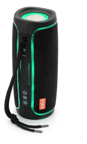Parlante Bluetooth 5.0 Tg-288 Con Luces Rgb 5w Recargable. Color Negro
