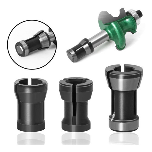 Set 3 Collet Adaptador Porta Fresas 6mm 6.35 8mm Router Cnc