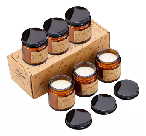 6 Velas Aromáticas Decorativas 100% Soya Aromaterapia 3.5oz