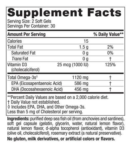 Nordic Naturals Ultimate Omega D3 2x Mini 1120 Mg 60 Cap Sab Limón