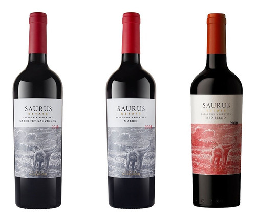 Combo Vinos Saurus Malbec + Cabernet + Red Blend X 3 Unid