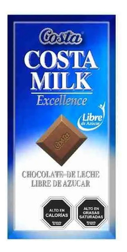 Chocolate Costa Milk Libre De Azúcar Barra 80 Gr