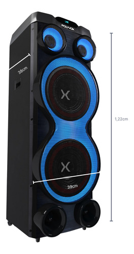 Combo Torre Polyvox Xt2212t 2500w + Microfone Com Fio