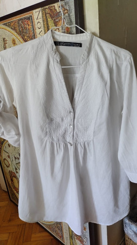 Blusa Larga Blanca Zara Collection Talle S 