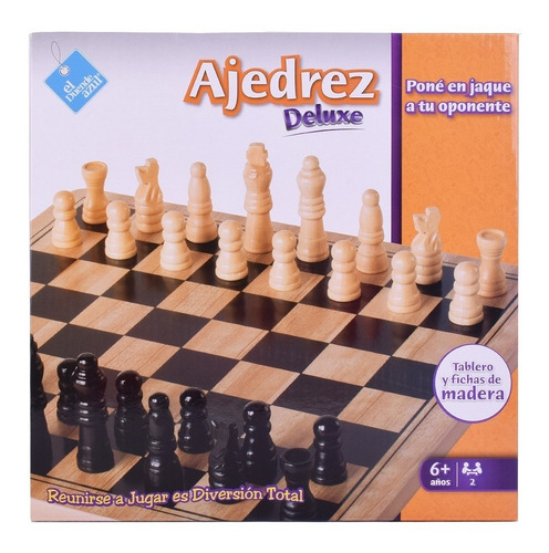 Imagen 1 de 9 de Juego De Mesa Ajedrez Deluxe Tablero De Madera Duende Azul