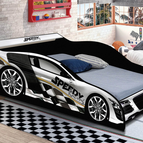 Mini Cama Infantil Com Proteção Lateral Carro Speed Jc