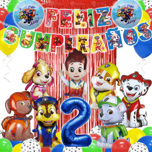 Kit Decoración Fiesta Paw Patrol - Globos Paw Patrol +numero