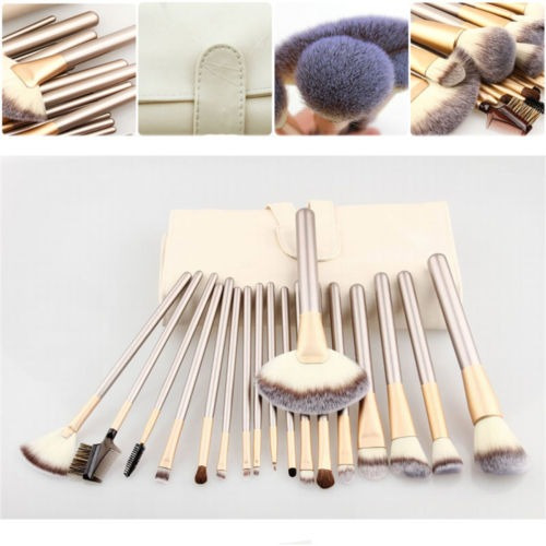 18pcs Pro Champagne Beauty Makeup Brushes Set Cosmetic Found