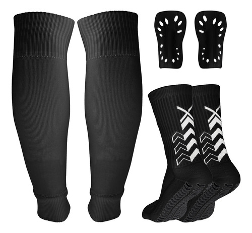 Calcetines Futbol  Antideslizantes Con Espinilleras 3 Pack