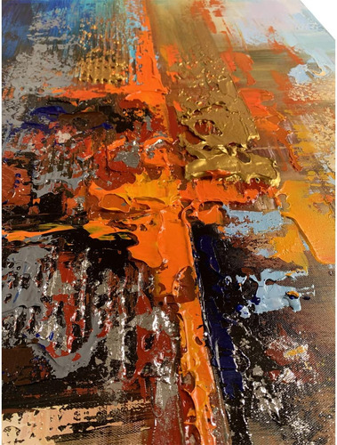 Pintura Al Óleo Abstracta Pintada Mano Sobre Lona Mode...