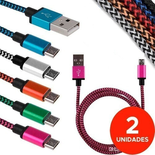 2x1 Cable Cargador V8 Micro Usb Android Nylon