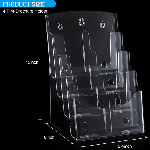Soporte De Folleto Acrílico Nellvita 2 Pcs 8.5x11 Pulgadas,