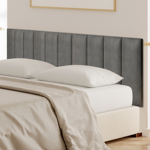 Placa Adesiva Cabeceira Cama Casal Box Estofada Quarto Cores Cor Cinza