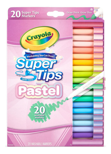 Marcadores Crayola Pastel Super Tips, Lavables, Paquete De 20
