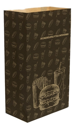 Saco Kraft Embalagem Pequeno P/ Delivery Hambúrguer 100und