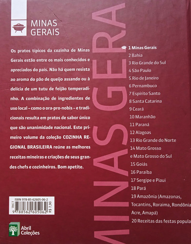 Comidas Típicas De Minas Gerais: Receitas Regionais Por Ricardo Pandolfi. Livro De Culinária Da Editora Abril. (Usado)