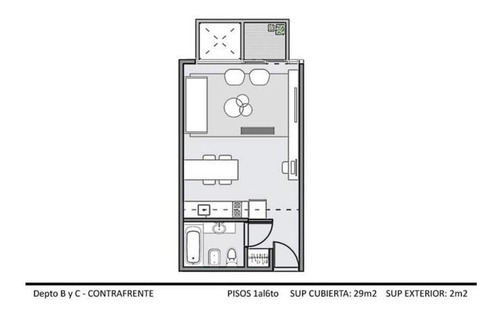 Imagen 15 de 16 de Venta: Precioso Monoambiente Apto Profesional Sum Parrilla Laundry