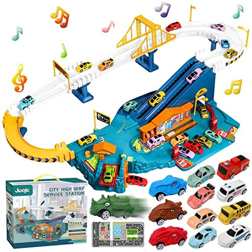 Car Playset Toy Ramp Track Set Model Vehicles Racer Car...