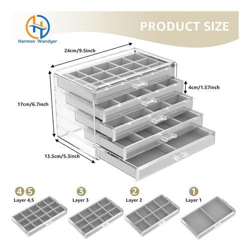 Harmon Wandyer Organizador De Joyas De Acrílico, Caja De Joy