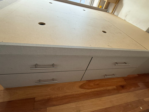 Cama Matrimonial Mucho Espacio! 190x160 8 Cajones 2 Bauleras Gris Claro (Usado)