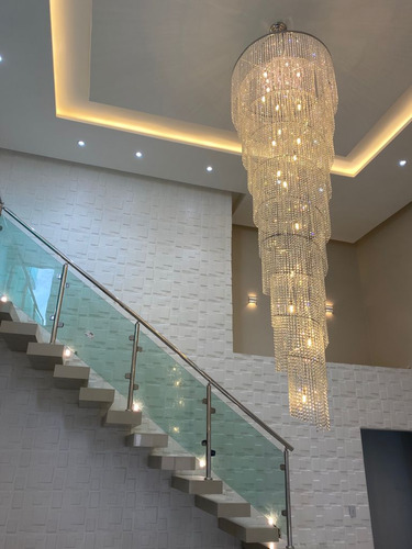 Pendente Cristal Espiral Ø60cm - Pé Direito Duplo Teto Alto