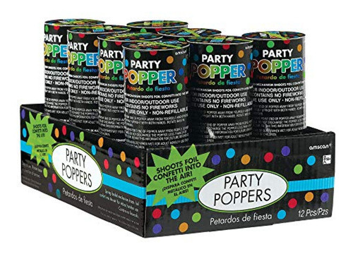 Cañón De Confeti Amscan Party Poppers, 4 , 12 Unidades, Mu