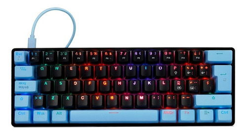 Teclado Gamer Mecánico Game Factor Kbg560 Switch Gateron Rgb Color del teclado NEGRO/SWITCH BLUE Idioma Español Latinoamérica