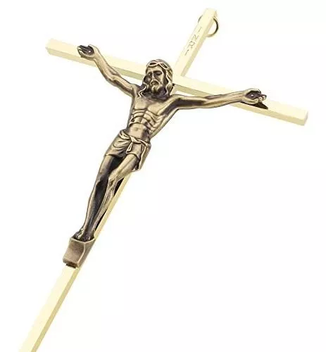 Crucifijo Pared Cruz Metal Decoración - 10 Pulgadas, Oro
