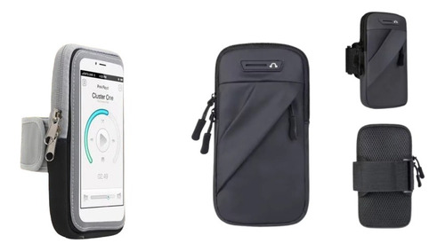 Bolsa Deportiva De Teléfono Celular Para Brazo + Regalo Gris Lisa