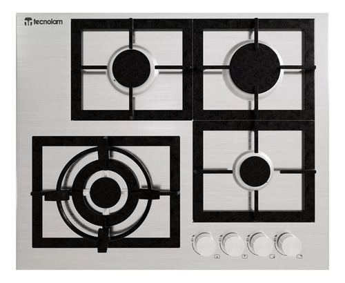 Parrilla Tecnolam A Gas Lg604 Hierro Fundido 4 Quemadores Plateado