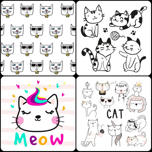 Imagen 3 de 9 de Pack Vectores Gatitos Cat Premium Candy Diseño Cuadr +regalo