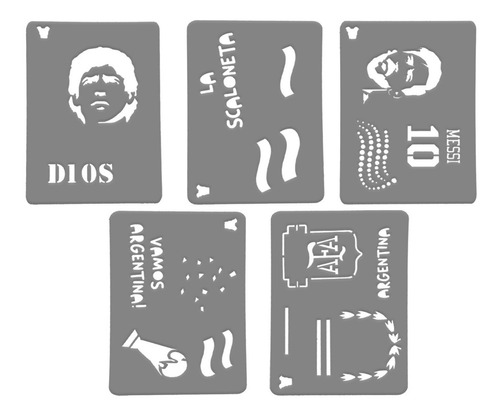 Set 5 Stencil Plantilla Del Mundial Messi Maradona Scaloneta