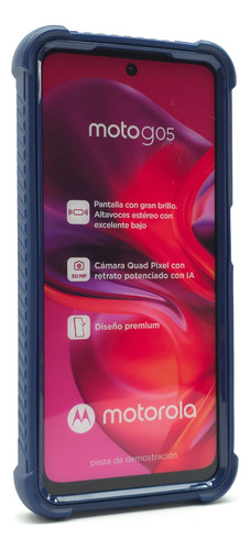 Funda Case 3 En 1 Para Moto G05 Protector 360 Uso Rudo Duro Azul Marino Moto G05