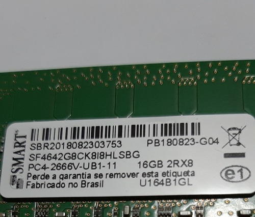 Imagem 2 de 3 de Memória Smart 16gb 2rx8 Pc4-2666v