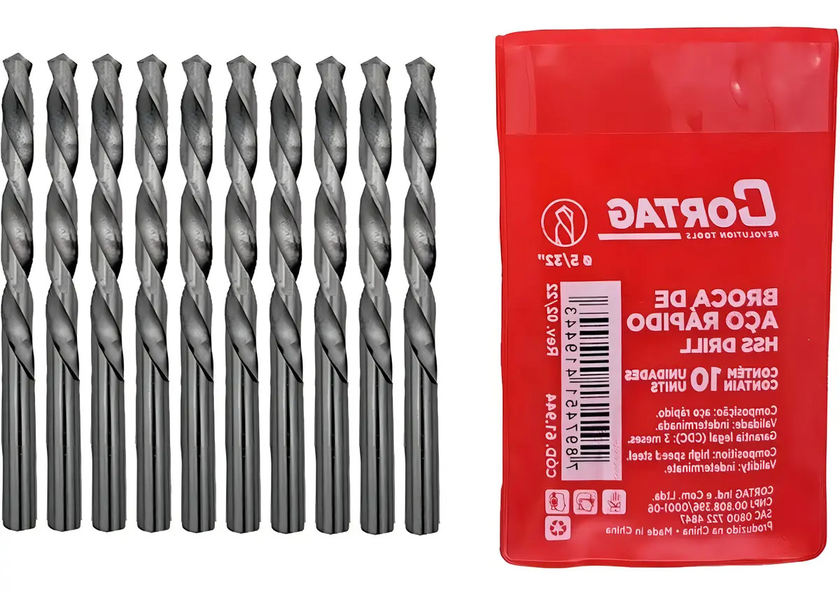 Kit Brocas Aço Rápido Cortag 5/32" com 10 Peças