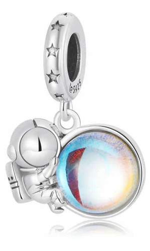 Charm 100% Plata S925 Dije Astronauta Luna Para Pandora