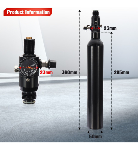 Imagen 5 de 9 de 0.38l Paintball Pcp Tank 4500 Psi Regulador
