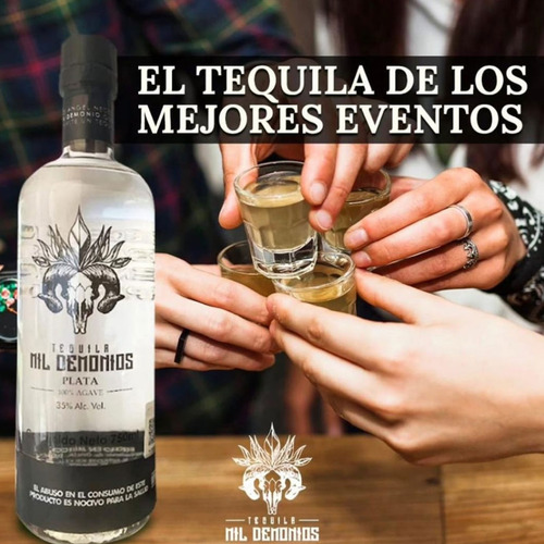 Tequila 100% Agave Azul Cristalino 750ml Mil Demonios