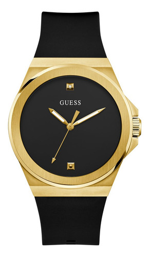 Reloj Pulsera Guess Gw0790g1 Con Correa De Silicona Color Negro - Bisel Dorado