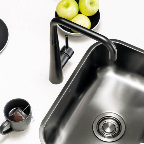 Kit Cuba Retangular Cozinha 50x34 Inox + Válvula Com Tampa Cor Preto
