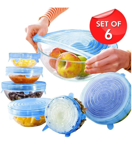 Tapa De Silicón Para Potes Frutas Paq X 6 Cocina Hogar 