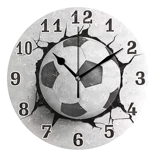 Reloj De Pared Con Forma De Fútbol De 12 Pulgadas, Redondo,