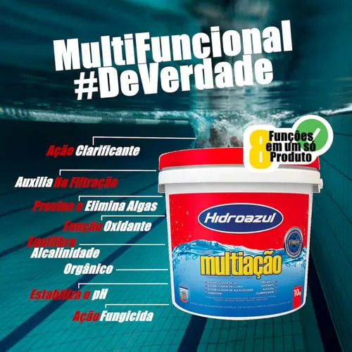Clorador Granulado 8 Em 1 Multi Ação Bd De 10g Hidroazul