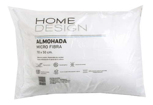 Almohada Micro Fibra 70 X 50 Cm Hipoalergenica Poliester