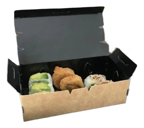 Caja Interior Negro Sushi Picada Galletitas 10 Und.