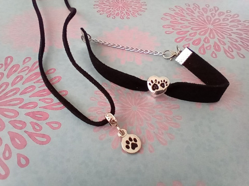 Imagen 2 de 4 de Choker Cuello Gargantilla + Pulsera Estilo Patica Mascota