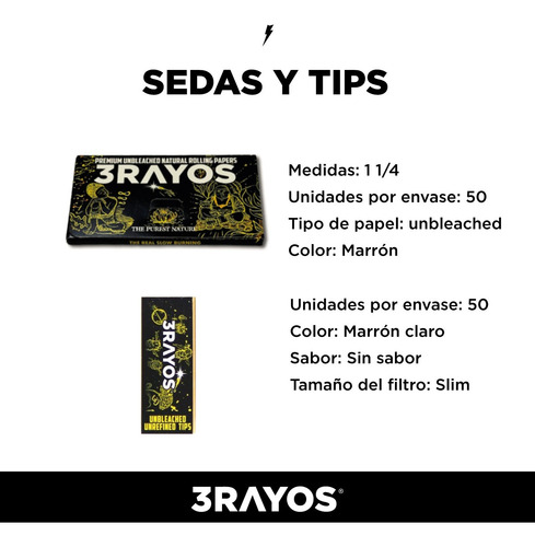 Kit Armador De Cigarrillo + Sedas Y Tips X 100 + Lata 3rayos Negro