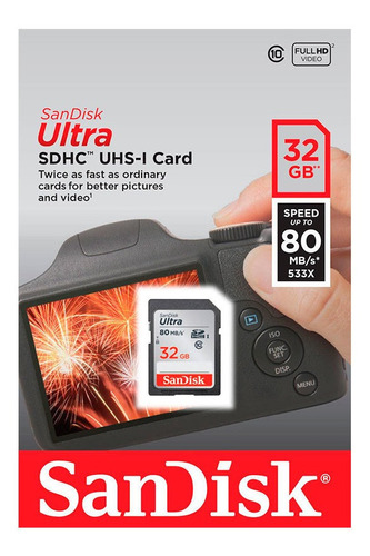 Memoria Sd 32 Gb Ultra Sandisk C10 80mbs